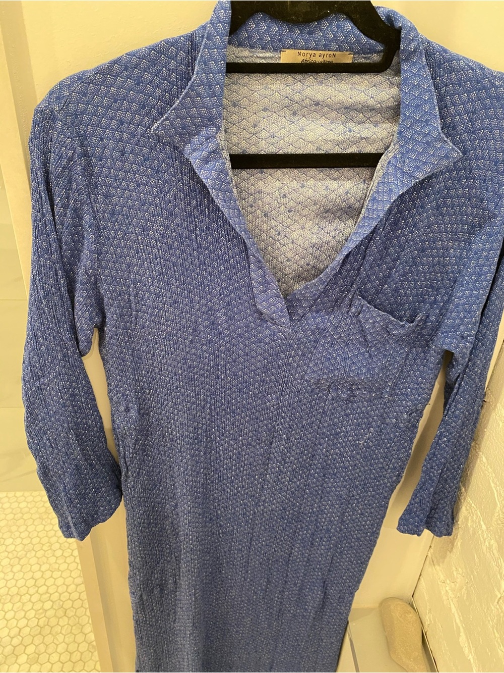 Norya Ayron Moroccan Designer Light woven
Blue 3/4 Sleeve Tunic Maxi Size - Picture 5 of 8